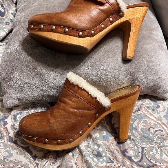 Coach Leather, lambs wool and wood mules! - Picture 3 of 8